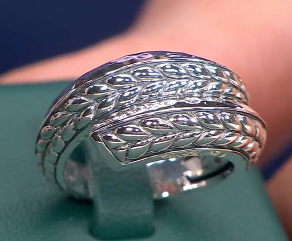 JAI Sterling Silver Heritage Texture Wrap Ring, Basketweave, Sz 7